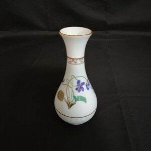 LIMOGES HAVILAND リモージュ アビランド スミレ 花瓶 フラワーベース 高さ17.6cm 色絵 金彩 花器 一輪挿し フランス製【中古品】xy520303 