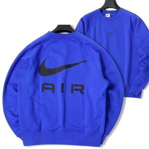 新品 秋冬 NIKE AIR ナイキ エア 裏起毛 スウェット トレーナー 2XL プルオーバー ビッグロゴ メンズ カジュアル 刺繍 ブルー ◆GI3488C