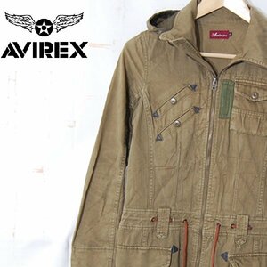 アヴィレックスAvirex■コットン ミリタリーコート ワンピース フード着脱式 6286041■S■カーキ ※NK4328246