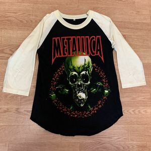 送料無料！レア！METALLICA 七分袖　ラグランTシャツ　メンズMサイズ　バックプリント有