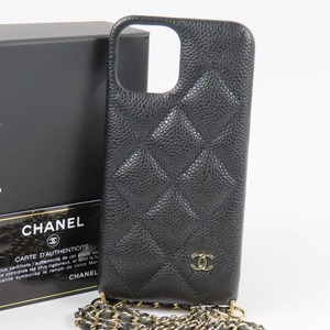 95967★1円スタート★ CHANEL シャネル 新品同様美品 マトラッセ ココマーク 31番台 iPhoneケース チェーンストラップ 携帯 キャビアスキン