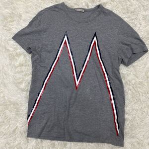 ビッグロゴ◎MONCLER モンクレール 刺繍ロゴ ワッペン 半袖Tシャツ プリントTシャツ グレー カットソー M