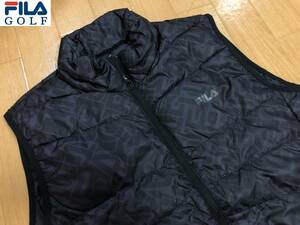 ・スピード発送 FILA GOLF(フィラ ゴルフ) 秋冬 撥水 保温 タイポグラフィ柄 ライトダウンベスト 783-203(BK)ＬＬ