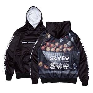 SRYEV (スライヴ) SMT Plants Hoodie (S) BLACK | futsal soccer フットサル サッカー ブラック フード付き 裏起毛 パーカー 植物