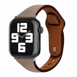 ★42mm~44mm|Apple Watch|革バンド|グレー★ レザー/スリム/ユニセックス/本革/ベルト/時計/おしゃれ/スタイリッシュ [匿名配送 毎日発送]