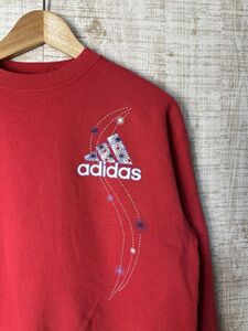 ☆US古着 adidas アディダス スウェット トレーナー プリント レッド赤【Sくらい】裏起毛　　　　　　　◆4419◆