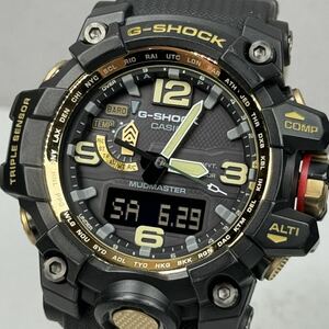 極美品 G-SHOCK GWG-1000GB-1AJF マッドマスター タフソーラー電波受信 電波ソーラー マルチバンド6 気圧.方位.温度計 ブラック ゴールド