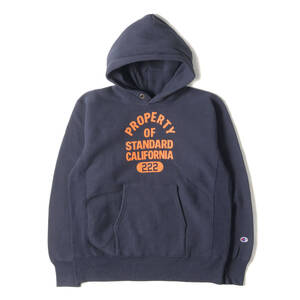 STANDARD CALIFORNIA Champion 単タグ カレッジ 5段ロゴ リバースウィーブ パーカー (Champion×SD REVERSE WEAVE HOOD SWEAT) ネイビー L