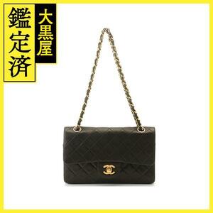 CHANEL　シャネル　ショルダーバッグ　マトラッセ　Wフラップ23　Wチェーンショルダーバッグ　ブラック　ラムスキン　【471】A