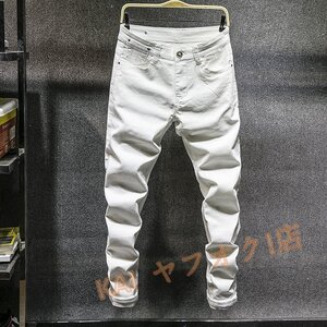 新品☆デニムパンツ ストレッチ ロングパンツ ジーンズ メンズスキニー デニム チノパンウォッシュ ６色 W28~W38サイズ選択 白