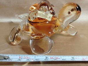 ガラス　亀　金箔　13cm