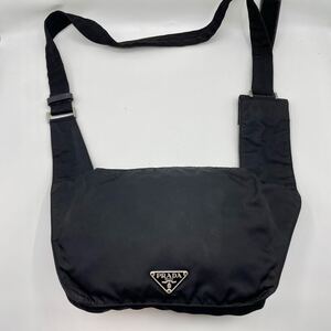 1円 ◎archive/prada◎ cross nylon bag 00s 90s ボディバッグ ショルダーバッグ プラダ 三角ロゴ プレート ブラック 黒 メンズ 白タグ