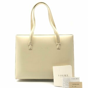 1円 良品 LOEWE ロエベ ロゴ レザー ハンド トート バッグ ホワイト k2175