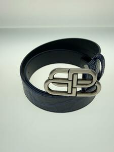 BALENCIAGA◆BB LARGE BELT/型押し/ベルト/レザー/BLU/メンズ/570370