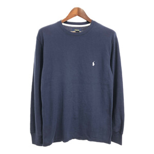 Polo by Ralph Lauren ポロ ラルフローレン ワッフル生地 長袖Ｔシャツ ワンポイントロゴ ネイビー (メンズ L) 中古 古着 R4300