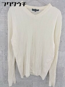 ◇ MICHEL KLEIN homme ミッシェルクランオム シルク混 長袖 ニット セーター サイズ46 アイボリー系 メンズ