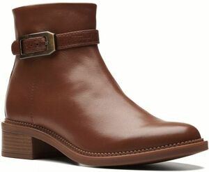 Clarks 26cm ショート ブーツ ジッパー ソール 4.5cm スニーカー タン ブラウン レザー 革 パンプス ローファー オフィス AAA285