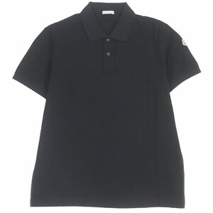 未使用品□MONCLER モンクレール MAGLIA POLO MANICA CORTA ロゴワッペン トリコロール 半袖ポロシャツ ブラック M 正規品 メンズ