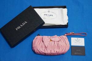 ■未使用品■PRADA ポーチ ピンク色 ギャランティカード・純正箱付