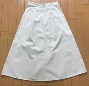 UNIQLO ユニクロ コットンフレアミディスカート 58cmオフホワイト 100% 綿