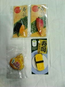 寿司　おにぎり　ストラップ　セット　SUSHI　食品サンプル　ウニ　軍艦　焼き　　おにぎり　たまご　マグロ　Japanes plastic food models