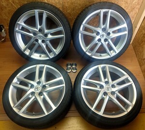 バリ溝 23年製 トヨタ純正 18×8J+45 114.3 SAILUNATREZZO ZSR 225/40ZR18 中古4本SET ハイグロス クラウンアスリートホイール プリウスα