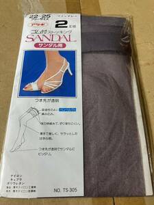 アツギ ゴム付ストッキング sandal サンダル用 2足組 ワイングレー つま先が透明 stocking パンスト タイツ ストッキング