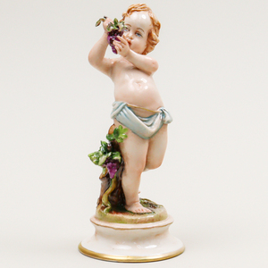 nQqp カポディモンティ Capodimonte リチャードノリ イタリア 葡萄を摘む天使 フィギュリン 置物