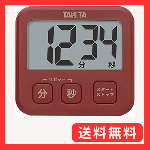 タニタ キッチン 勉強 学習 タイマー マグネット付き 大画面 薄型 レッド TD-408 RD