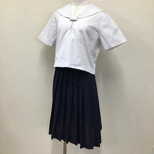 O633 (中古) 兵庫方面 セーラー服 上下セット /12/W66/セーラー/スカート/白3本/しもかわ/半袖/夏服/中学校/高校/学生服/女子学生