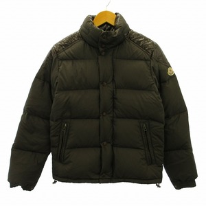 モンクレール MONCLER 美品 LACBLANC ダウンジャケット ジップアップブルゾン 肩切替 袖ワッペン 茶系 ダークブラウン系 ☆AA★