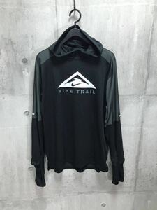 未使用 メンズSサイズ Nike Trail Long Sleeve T-Shirt ナイキ トレイル 長袖シャツ フード付き ブラック