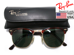 Vintage B&L RayBan CLUBMASTER USAクラブマスターG15 ボシュロムBLトータス柄べっ甲アメリカ製サーモント ブローライン メンズ サングラス