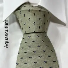 Aquascutum クジラ ヘリンボーン ジャガード シルク ネクタイ 日本製