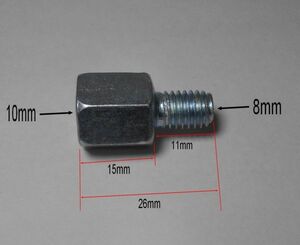 ★バックミラー ネジ径変換アダプタ―バイク側8mm正ネジを10mm正ネジへ★即決1個150円送料140円より