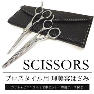 ★まとめ売り店舗★ 2本セット　新品　ヘアカット 本格プロスタイルシザーセット 散髪 スキバサミ 理容師はさみ