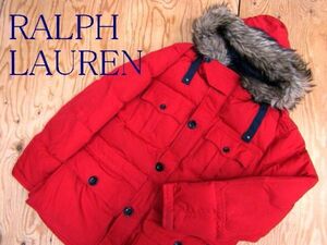 ★ラルフローレン RalphLaureｎ★メンズ フェイクファーフーディダウンコート レッド★R60526066A