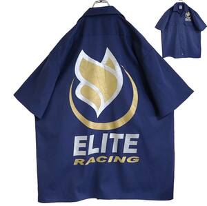 5621/Dickies 半袖ワークシャツ XL●洗濯プレス済●ネコポス可●ELITE RACING エリートレーシング ディッキーズ古着