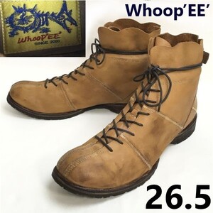 whoop-de-doo/フーピー/Whoop’EE’★本革/カーフレザー/レースアップブーツ【26.5/茶/brown】Leather/Boots/shoes◆pWB107-4