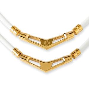 【新品】BANDEL（バンデル）Healthcare Necklace　V1（ネックレスブイワン）正規品　White×Gold　Mサイズ（49㎝）専用箱入