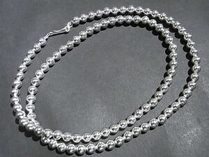 USAインディアンジュエリーNAVAJOナバホパールネックレスSilverPlateビーズ6mm,60cm西海岸ロックサーフカントリーアウトドアメカジバイカー