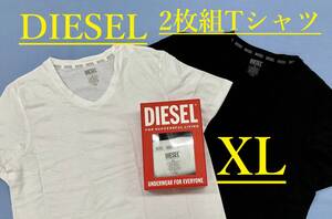 ディーゼル　Tシャツ 2パックセット 2323　XLサイズ　ブラック/ホワイト　新品 タグ付　DIESEL　A05428 0BVFB アンダーウェア03 ストレッチ