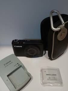 【美品 動作確認済】Canon キャノン PowerShot S200 充電器・ケース付 未使用社外バッテリ付 黒 ブラック　コンパクトデジタルカメラ