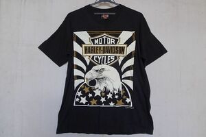 HARLEY-DAVIDSON/ハーレーダヴィッドソン/半袖Tシャツ/HONOLULU/バイク/前後プリント/黒/ブラック/Lサイズ(6/3R6)