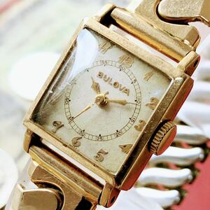 #3008【渋くてお洒落】メンズ 腕時計 ブローバ 動作品 17石 アンティーク ヴィンテージ 1940年代 手巻き 機械式 Bulova 金張り ゴールドＦ