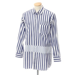 【中古】コムデギャルソンシャツ COMME des GARCONS SHIRT 2023年秋冬 切替 ストライプ シャツ ホワイトxネイビー【サイズS】