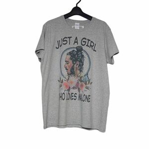 新品 tシャツ GILDAN プリントTシャツ 半袖 レディース Lサイズ グレー色 ティーシャツ JUST A GIRL