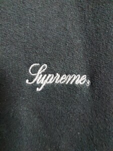 Supreme Piping Hooded Sweatshirt シュプリーム 筆記体ロゴ刺繍 パイピング スウェットパーカー 中古 Lサイズ ブラック ヴィンテージ 古着