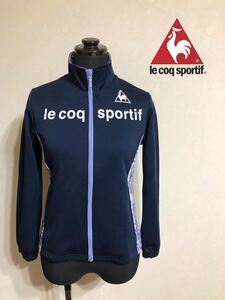 【美品】 le coq sportif ルコック トラックトップ ジャケット ジャージ トップス ジュニアサイズ140 長袖 ネイビー パープル 花柄