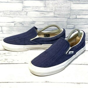 R6261bE VANS バンズ SLIP ON スリッポン スニーカー ネイビー レディース 24.5cm ローカット シューズ ヴァンズ V98CL C.LINEN